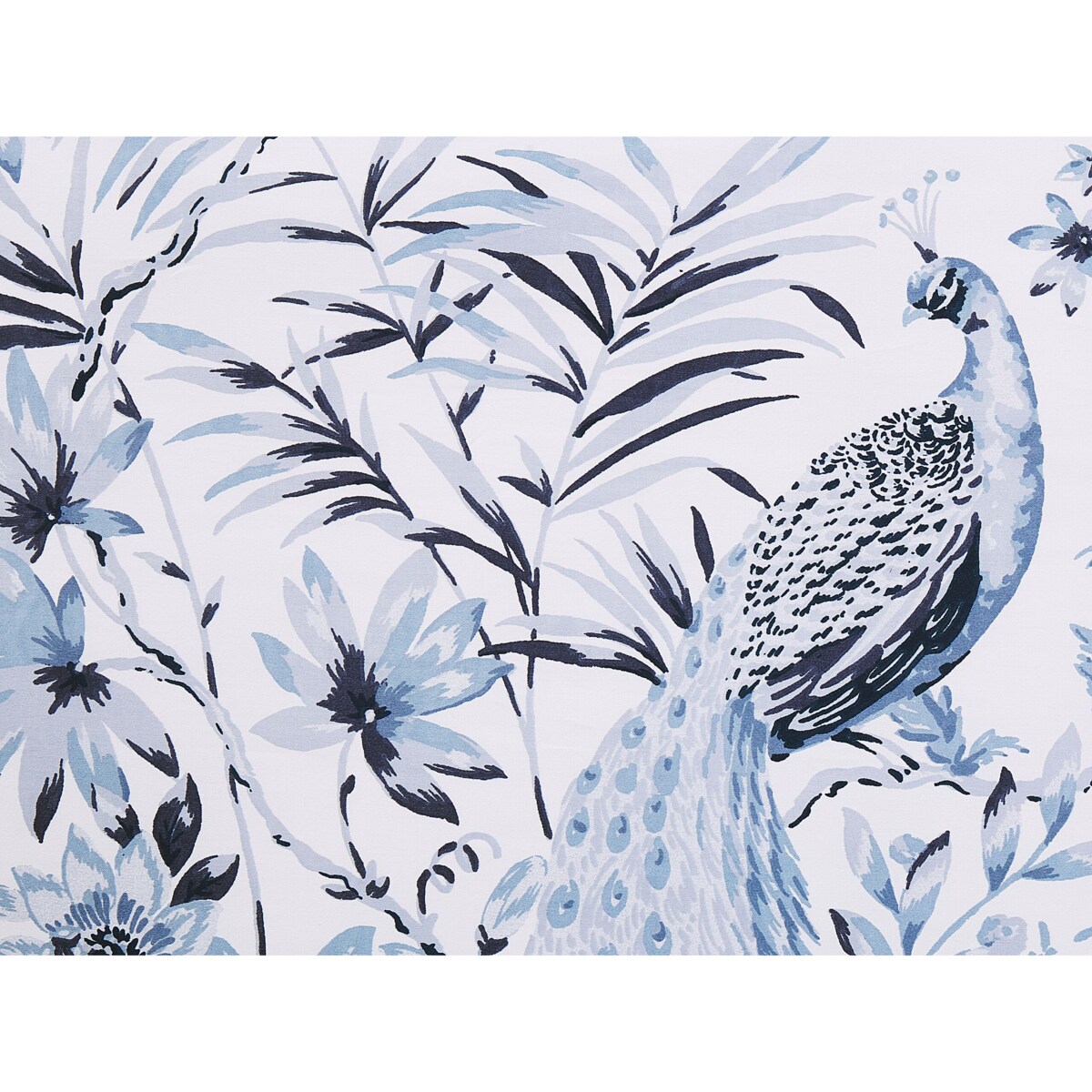 Komplet pościeli bawełnianej satynowej w kwiaty 135 x 200 cm biało-niebieski BALLARD