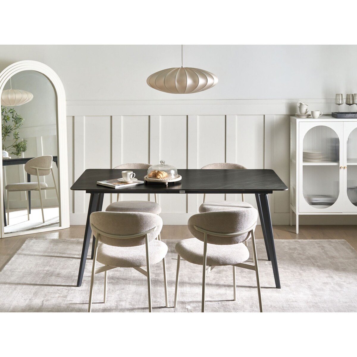 Stół ogrodowy RODALLO 160 cm 90 cm Kamień Czarny marmur