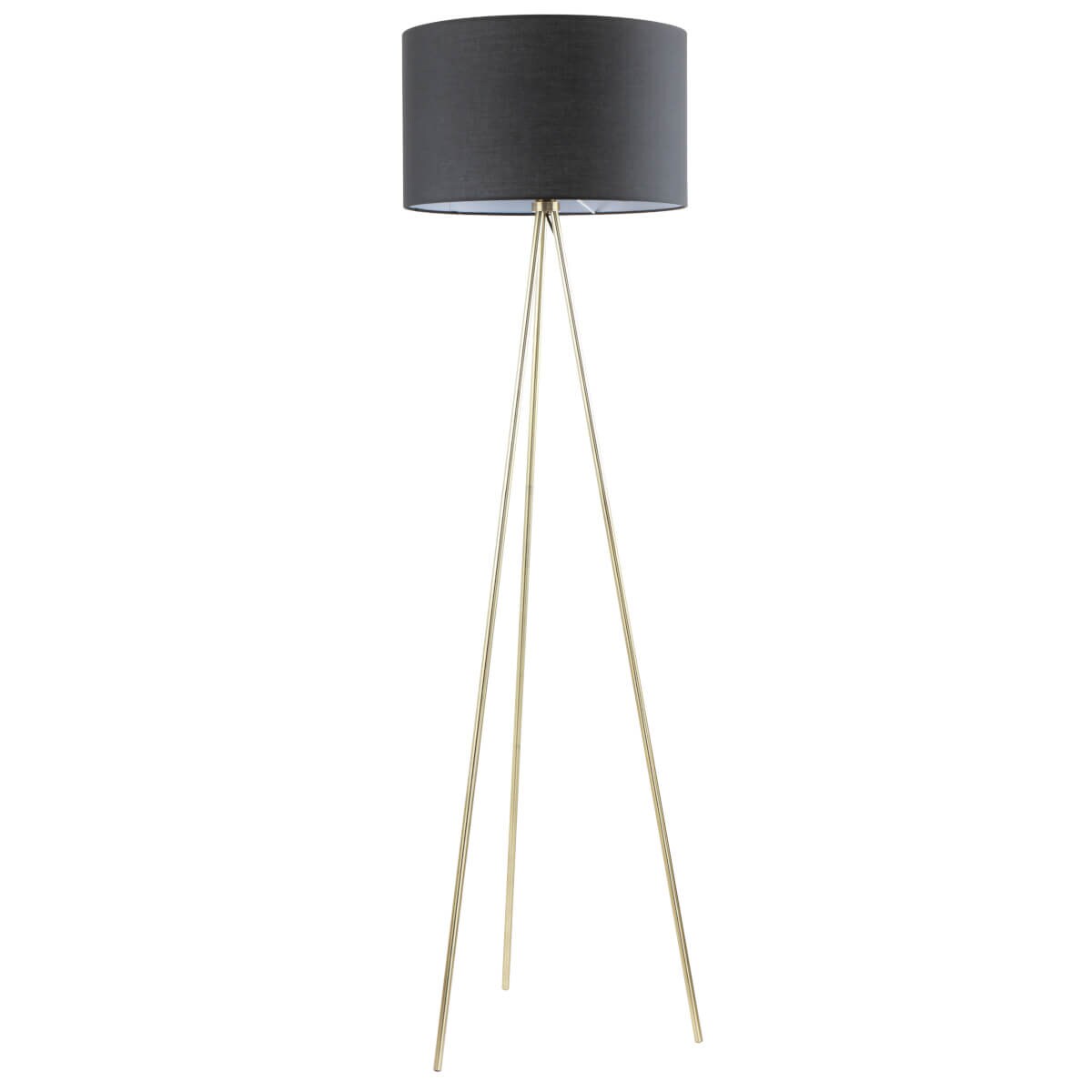 Podłogowa lampa z abażurem Cara A4001-BK Zumaline na trójnogu czarna