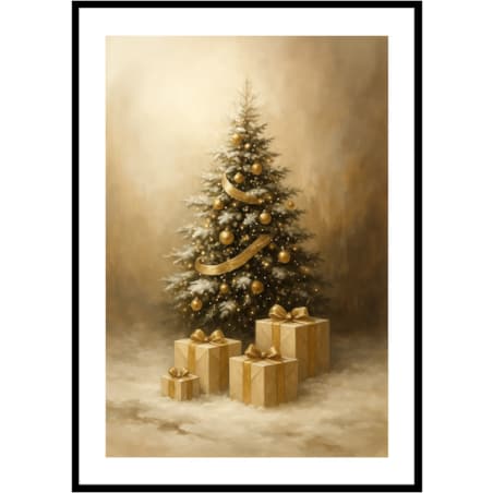 Poster Story, Plakat, Obraz - Świąteczna Choinka Pokryta Złotem, wymiary 30 x 42 cm