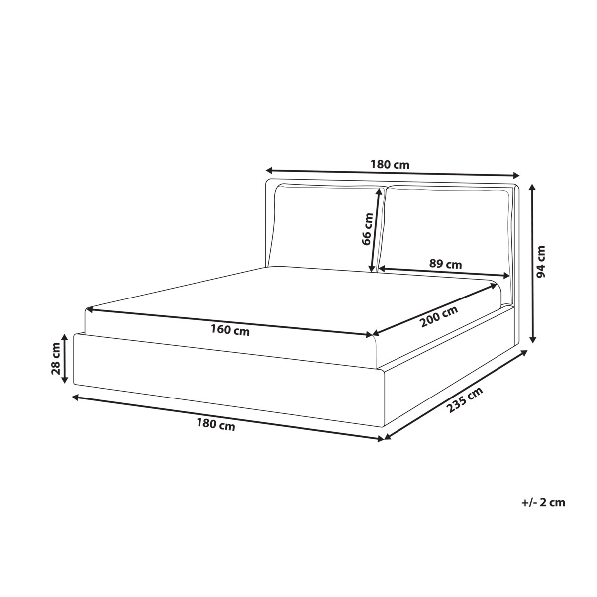 Łóżko BAJONNA 160 x 200 cm Jasnoszary