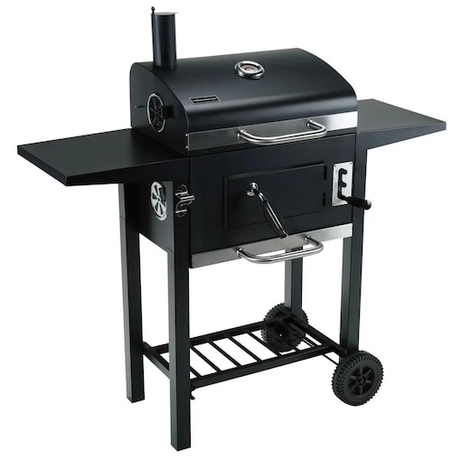 Grill ogrodowy duży węglowy z kominem termometrem czarny KLAUSBERG KB-9034