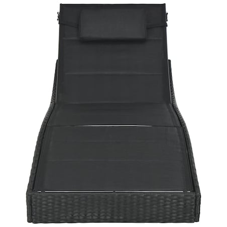 vidaXL Leżak, polirattan i textilene, czarny