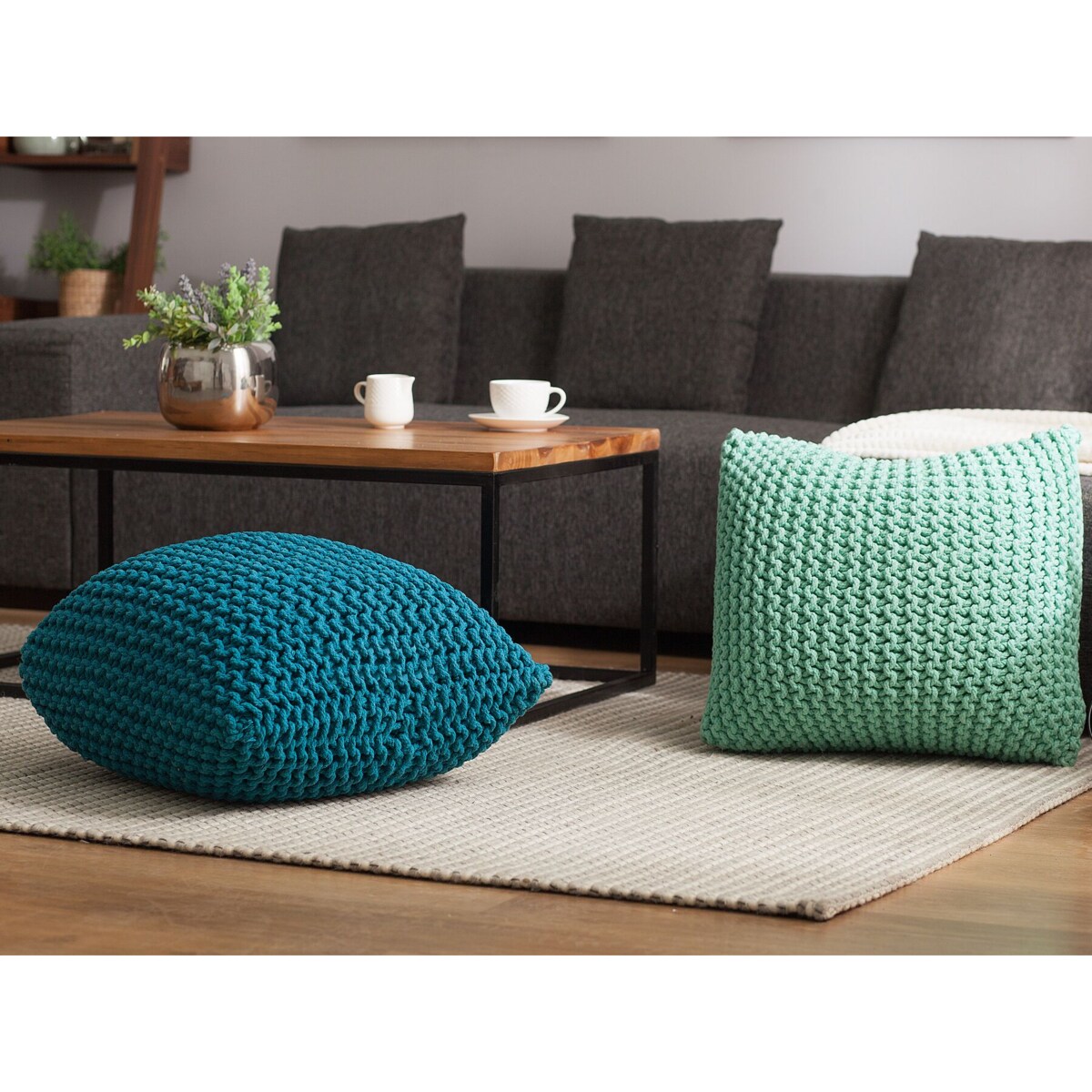 Puf 50 x 31 cm niebieski CONRAD