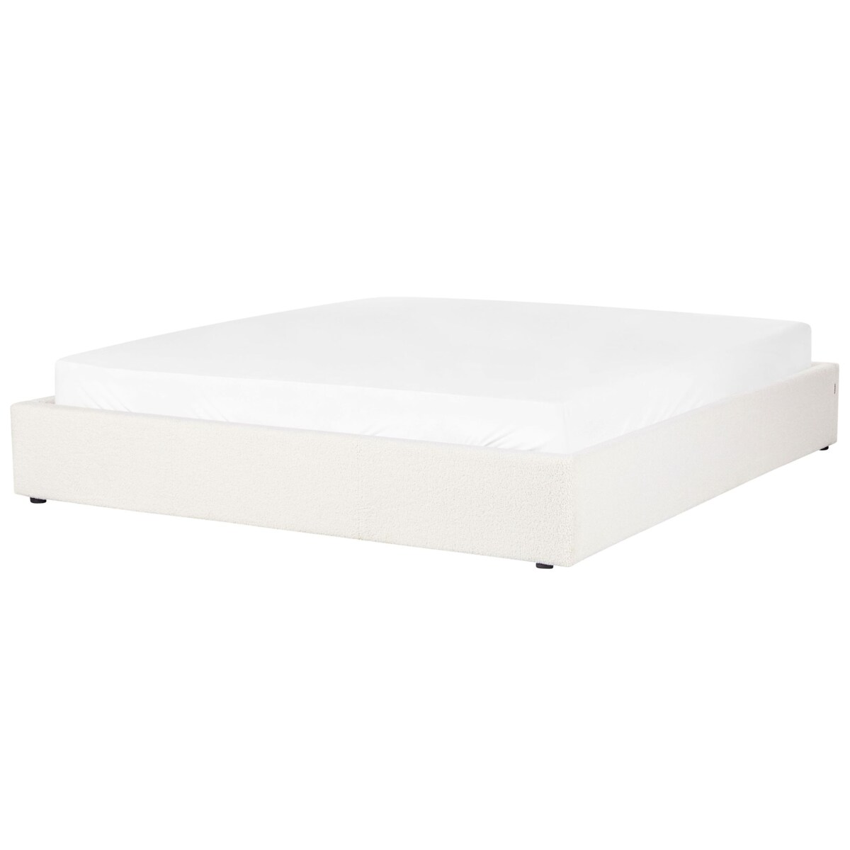 Łóżko z pojemnikiem boucle 180 x 200 cm złamana biel DINAN