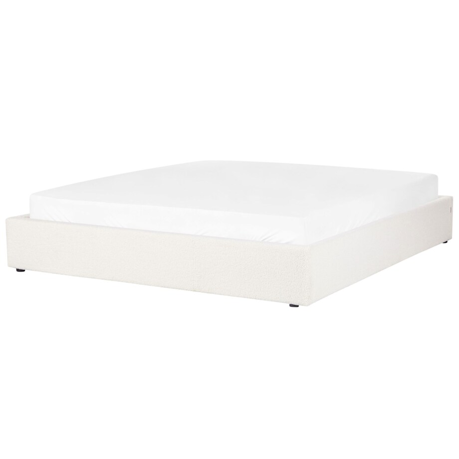 Łóżko z pojemnikiem boucle 180 x 200 cm złamana biel DINAN