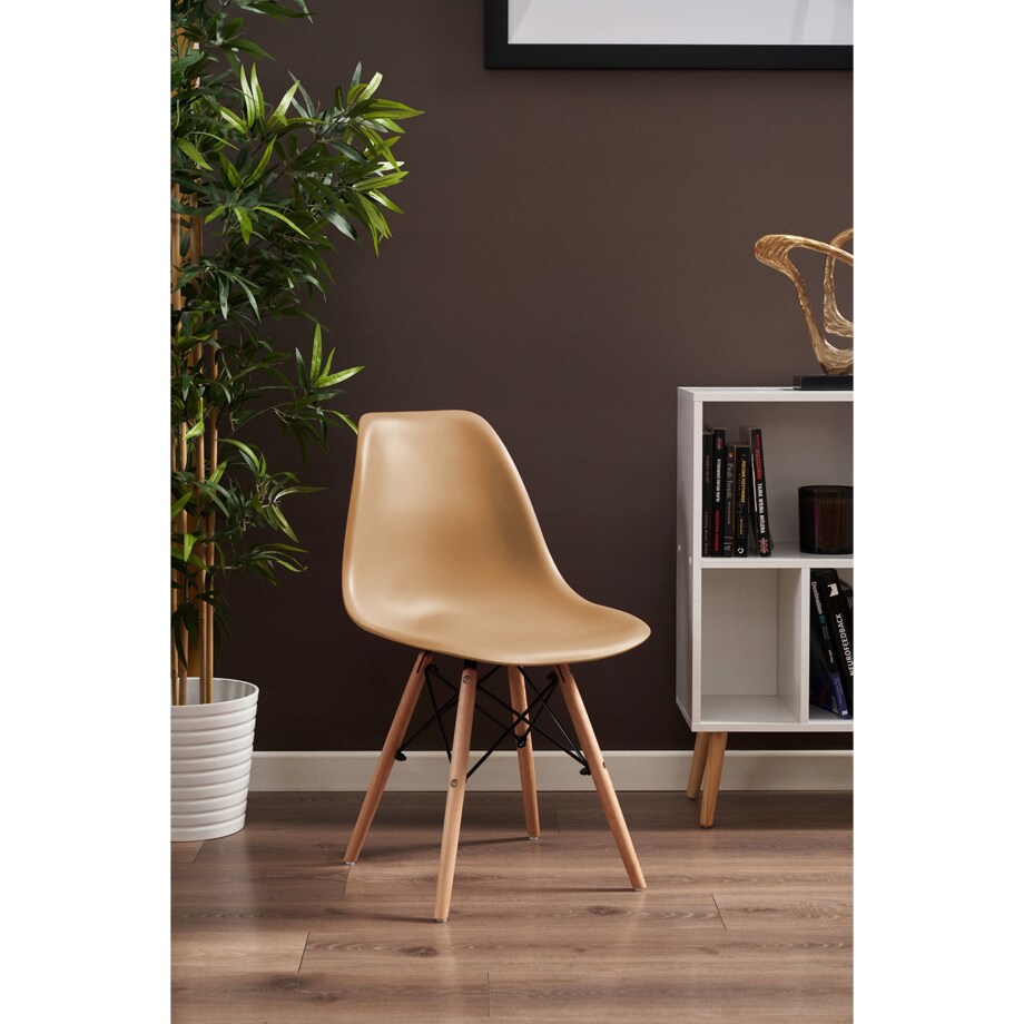 Krzesło skandynawskie wyprofilowane EVA beżowe