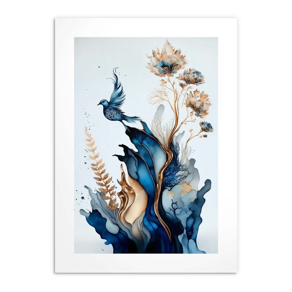 Elegancki Obraz Plakat ścienny Granatowo Złota dekoracja na ścianę Glamour