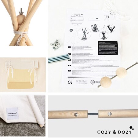 Namiot tipi Velvet Green, zestaw tipi z matą i poduszkami