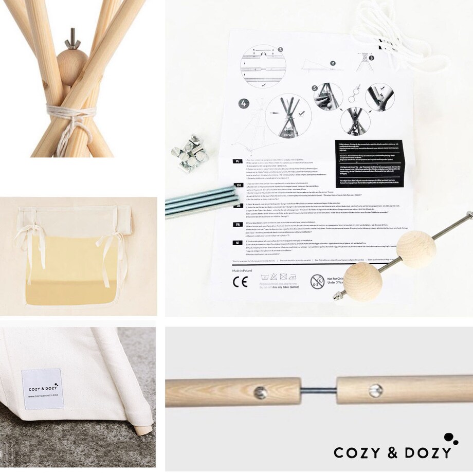 Namiot tipi Velvet Green, zestaw tipi z matą i poduszkami