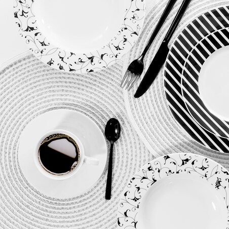 Zestaw filiżanek ze spodkami dla 6 osób 12 el. Cosmopolitan Oriental Czarny G141