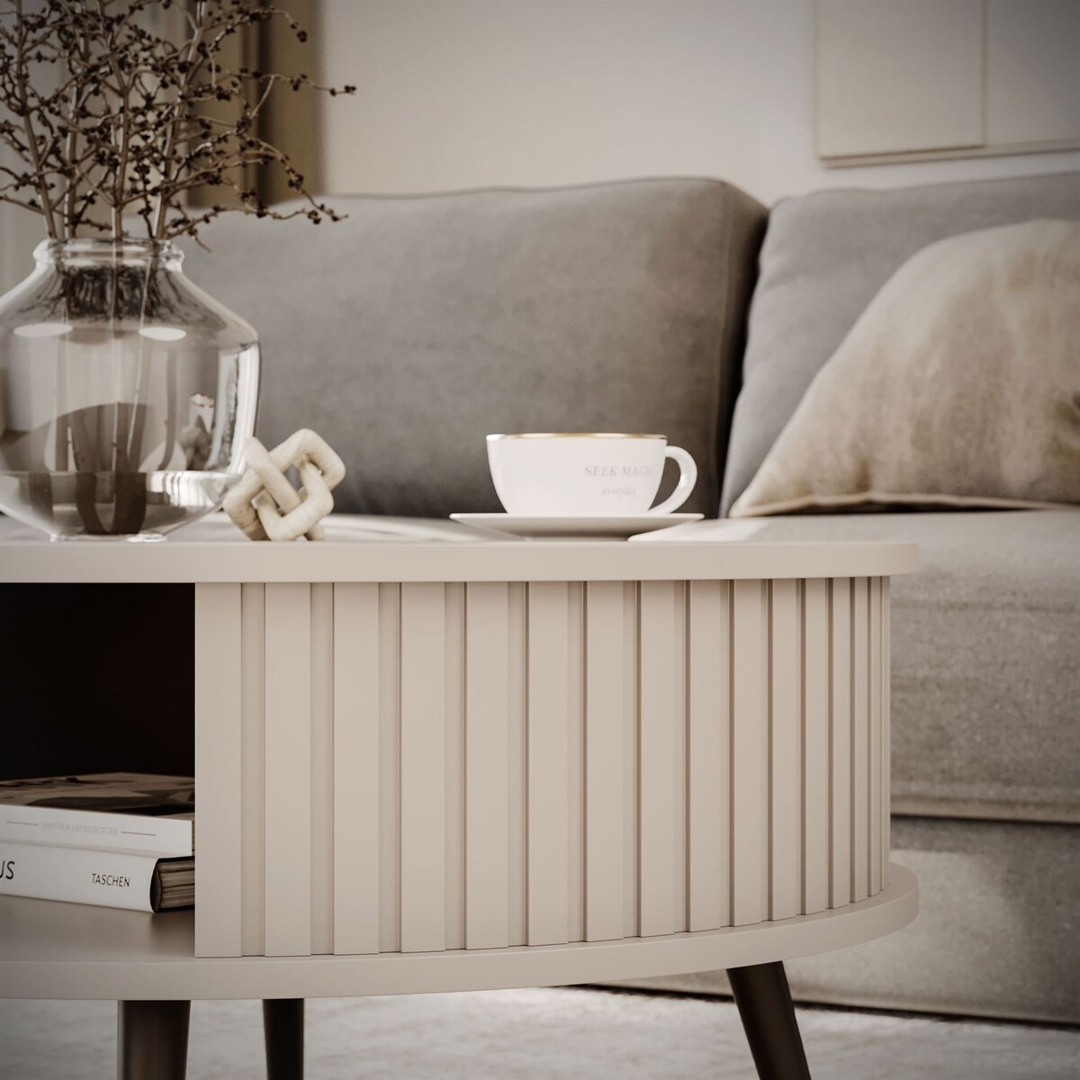 Stolik kawowy okrągły IVY beż