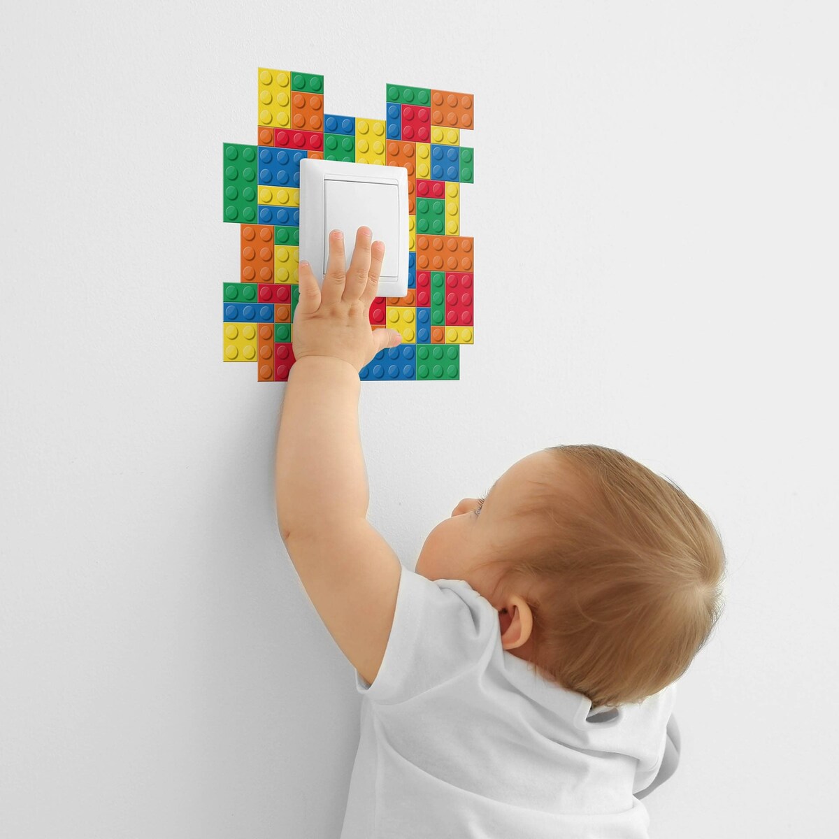 Naklejka Pod Włącznik Świata Kolorowe Klocki Lego Do Pokoju Dziecięcego 20x20cm