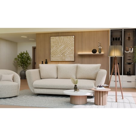 SOFA SARIS 3-OSOBOWA Z FUNKCJĄ SPANIA BEŻOWA NOGA CZARNA DO SALONU POKOJU