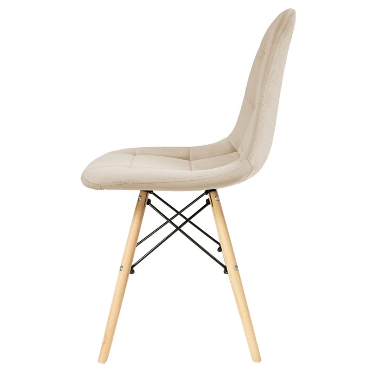 Krzesło tapicerowane do salonu welurowe skandynawskie beżowe