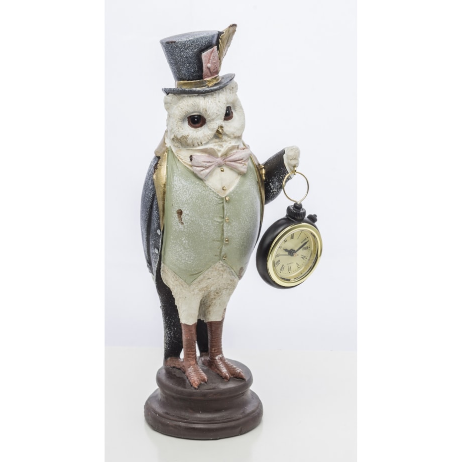 Dekoracja - figurka 29,5x12x9,5 cm SOWA-3 z zegarkiem