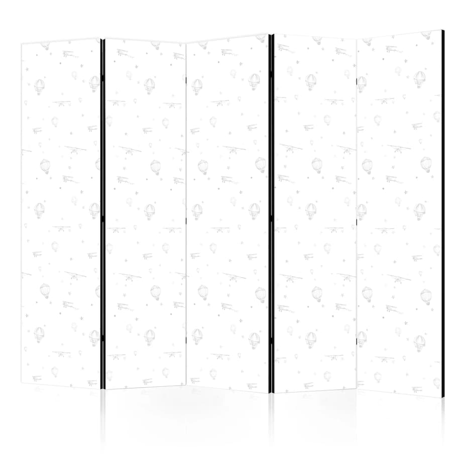 Parawan dwustronny Dla dzieci 225x172 cm 5-częściowy czarny