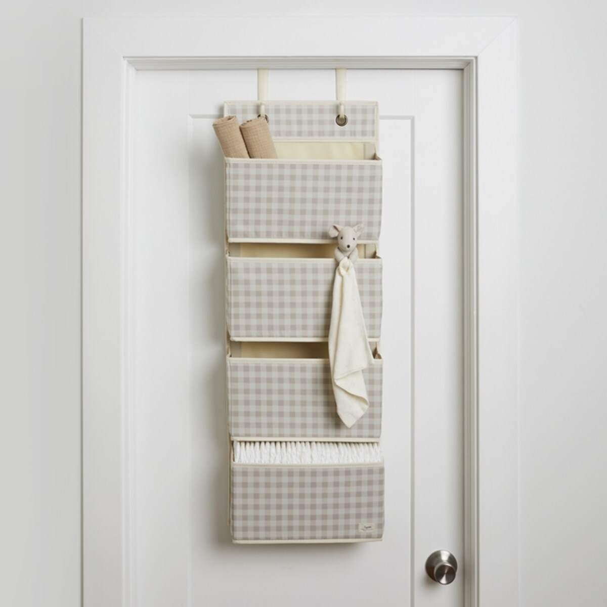 3 Sprouts Organizer Na Drzwi Wiszący Gingham Beige