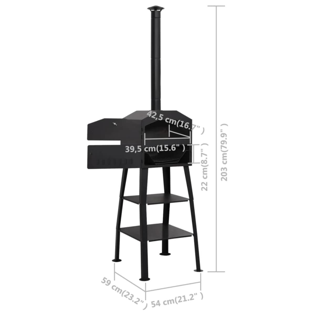 vidaXL Piec do pizzy na węgiel drzewny z 2 kamieniami szamotowymi