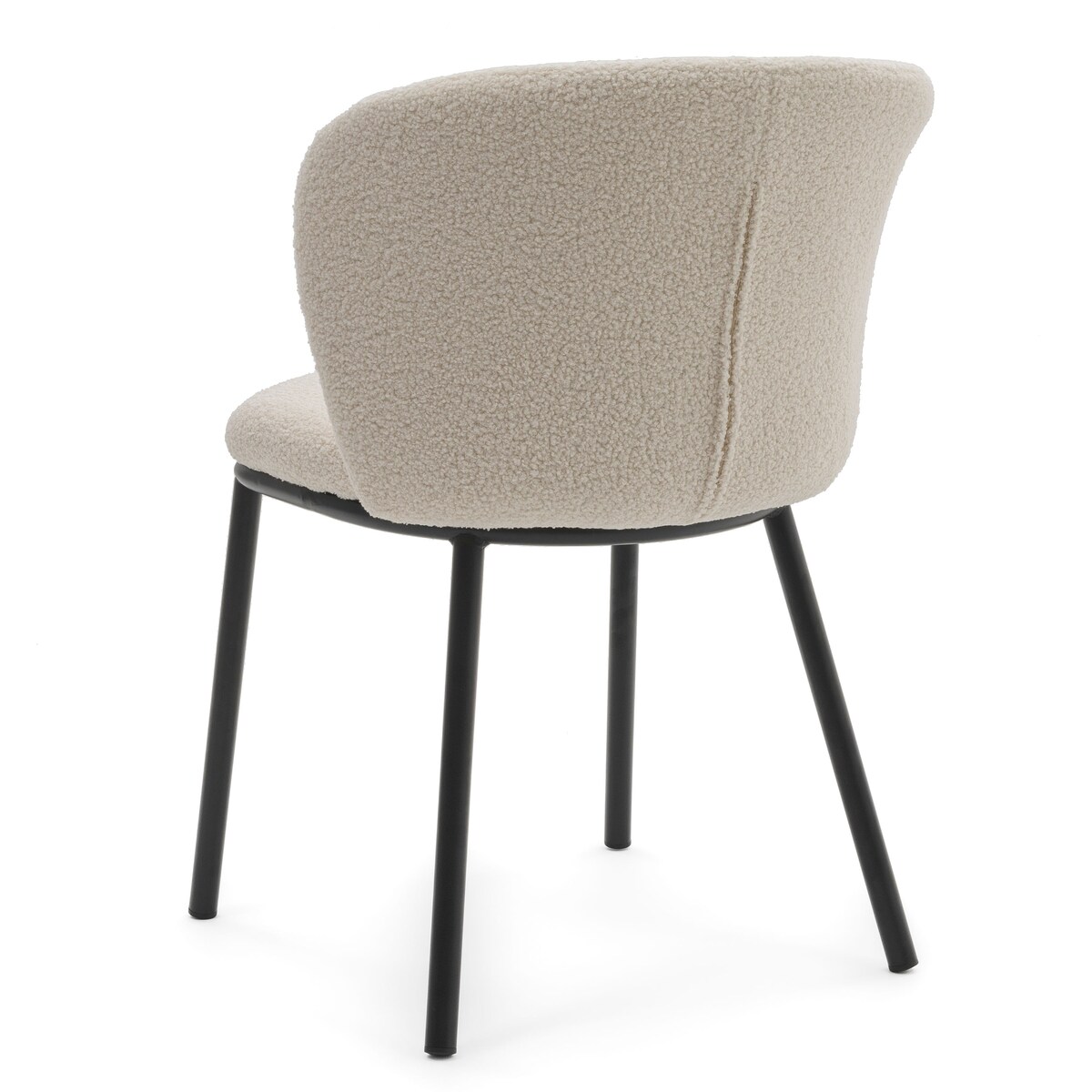 KRZESŁO TAPICEROWANE DO SALONU GLAMOUR TKANINA BOUCLE TEDDY JASNOBEŻOWE BARI