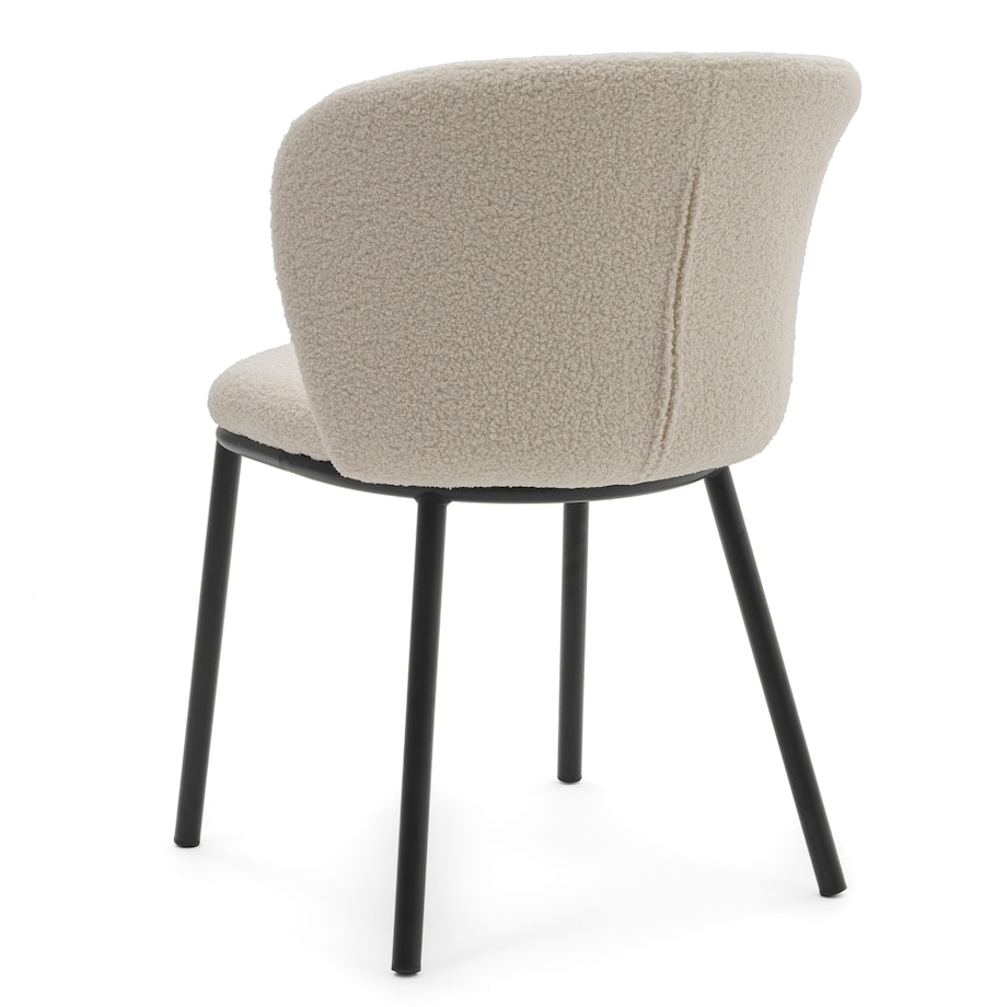 KRZESŁO TAPICEROWANE DO SALONU GLAMOUR TKANINA BOUCLE TEDDY JASNOBEŻOWE BARI