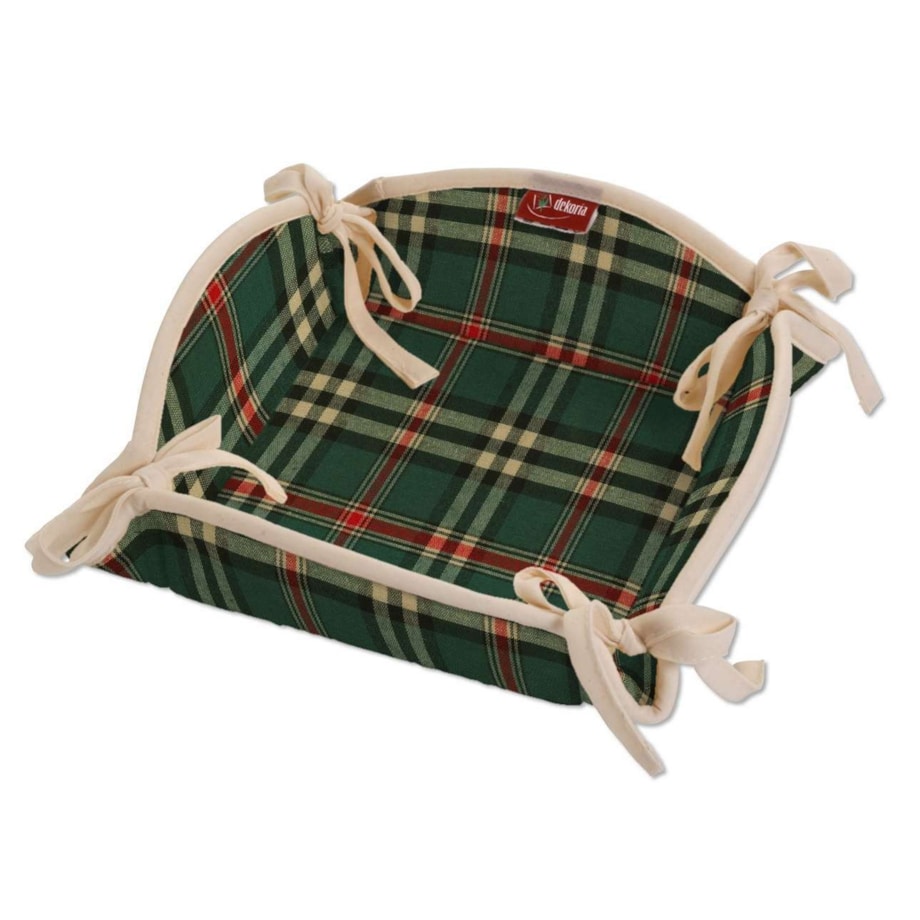 Koszyk, zielono-czerwona kratka, 20 x 20 cm, Quadro