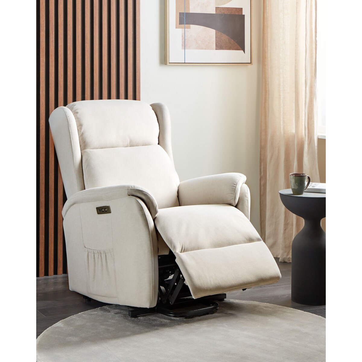 Fotel z elektryczną funkcją relaksu kremowy ELEGY