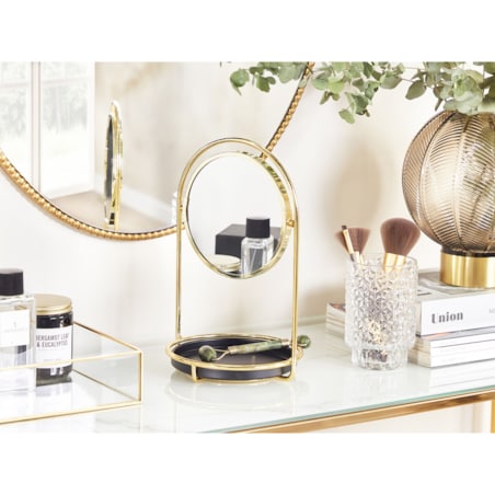 Lusterko kosmetyczne ø 15 cm złote INDRE