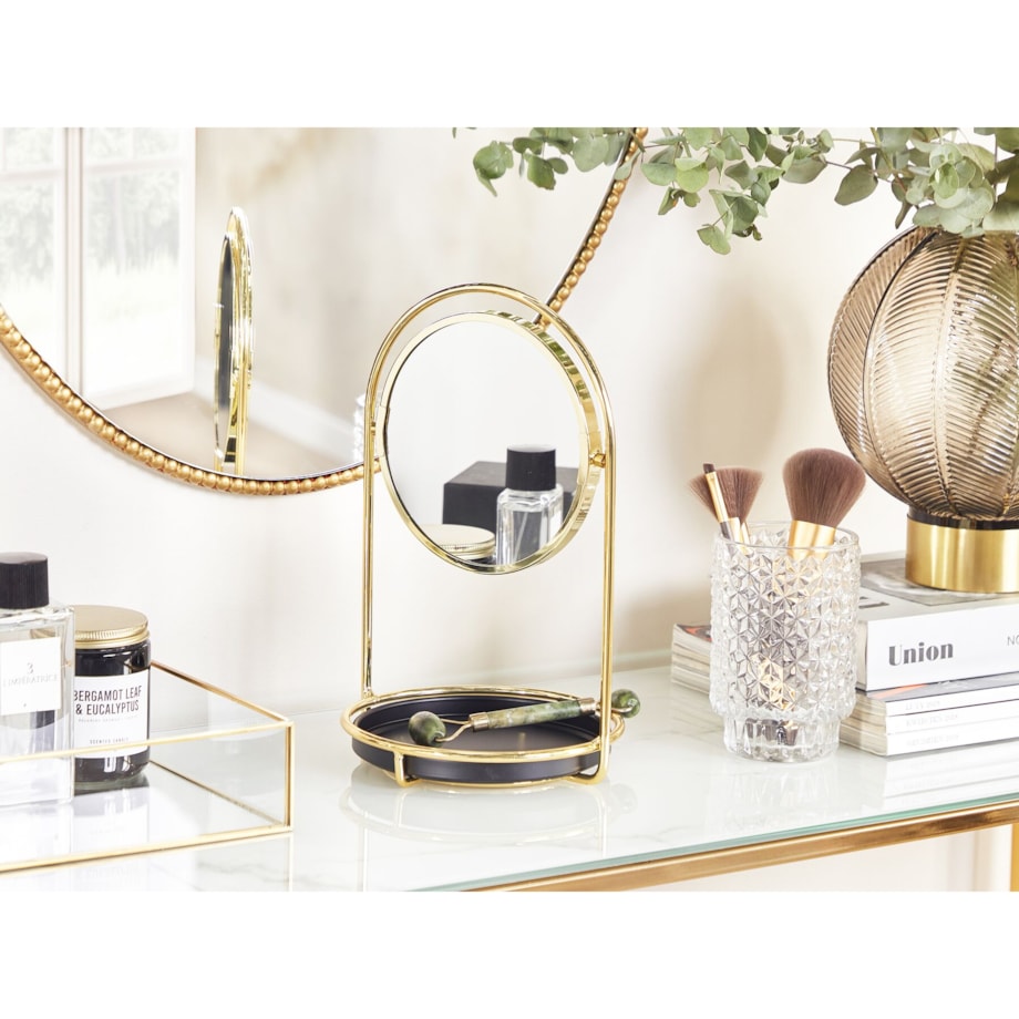 Lusterko kosmetyczne ø 15 cm złote INDRE