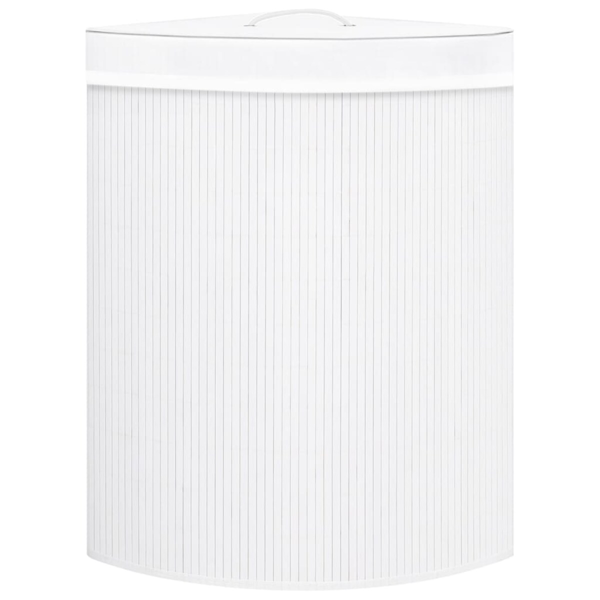 vidaXL Bambusowy kosz na pranie, narożny, biały, 60 L