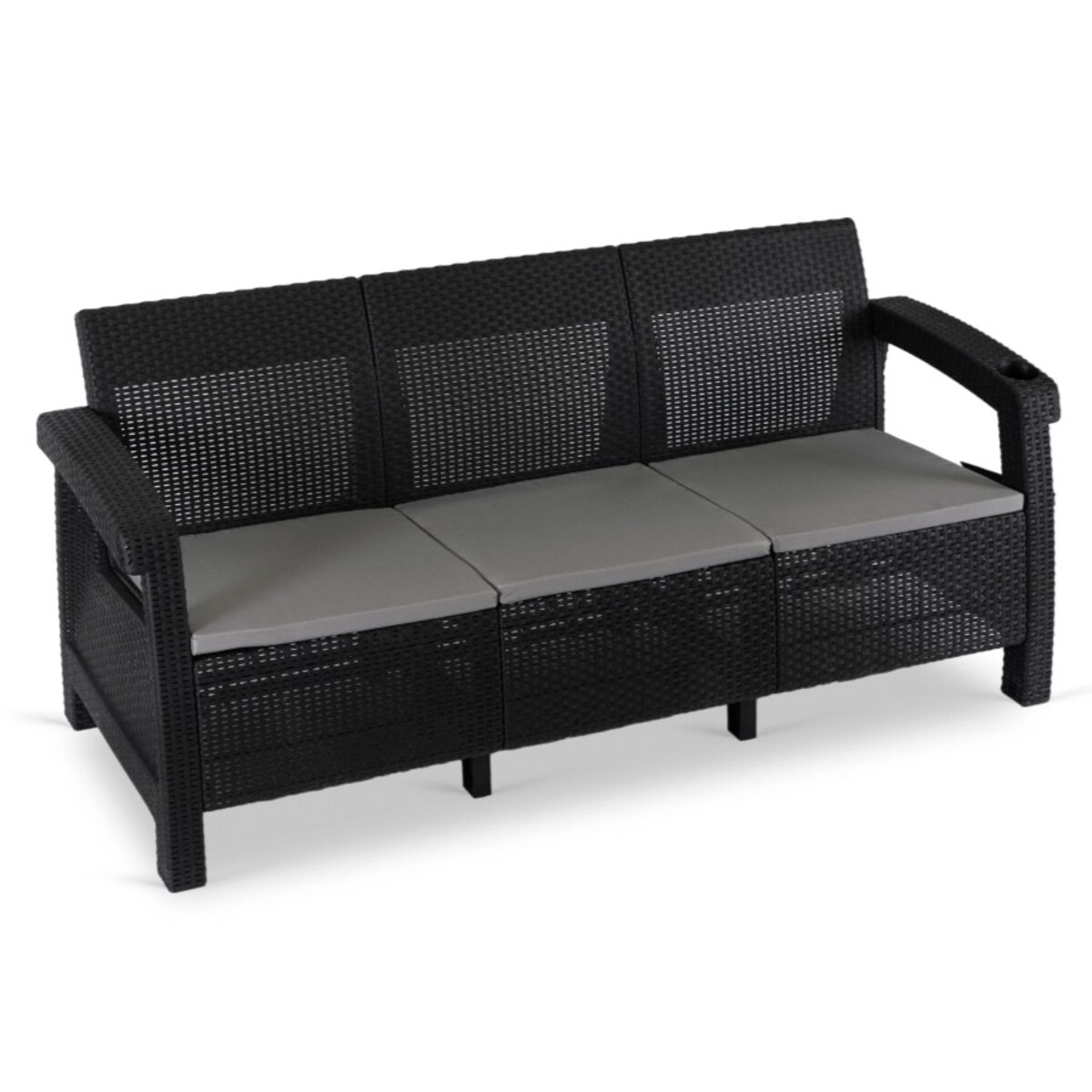 Sofa Kanapa Rattanowa Ława Ławka Ogrodowa Na Taras Ogród Czarna FLINT