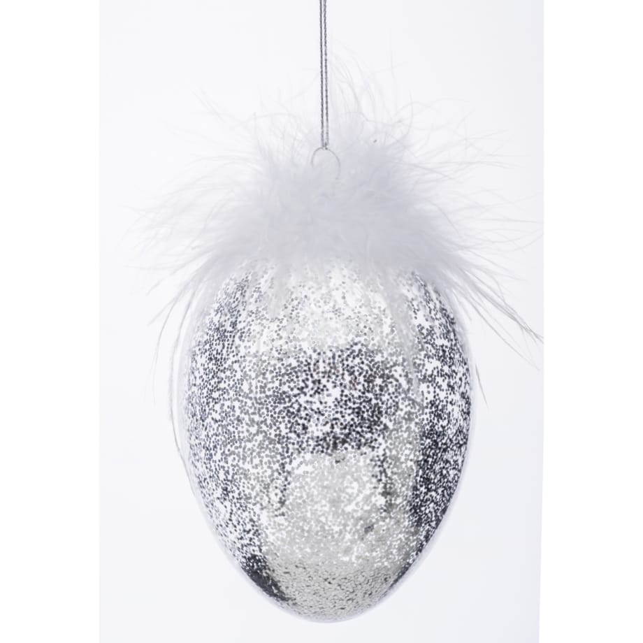 Dekoracja wielkanocna - jajko do stroików 12x8x8 cm PASKADAG srebrne