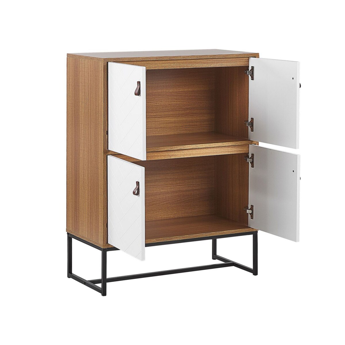 Szafka czterodrzwiowa jasne drewno z białym NUEVA