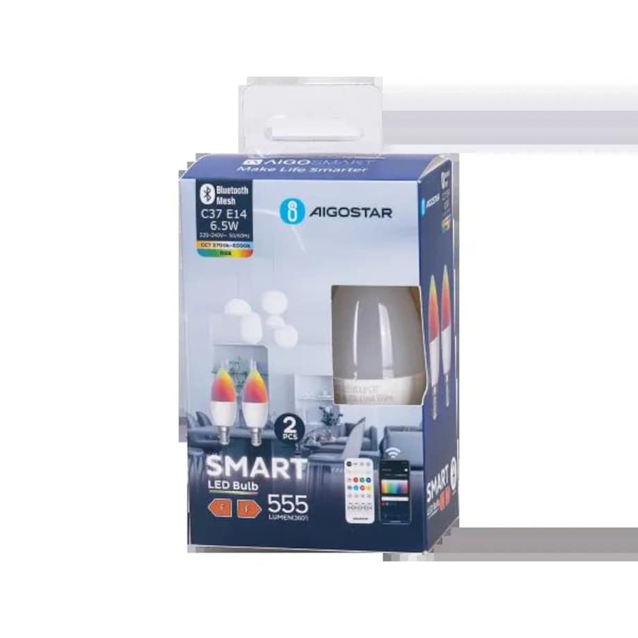 bluetooth mesh c37 e14 6,5w rgb+cct 2 szt. ,z pilotem