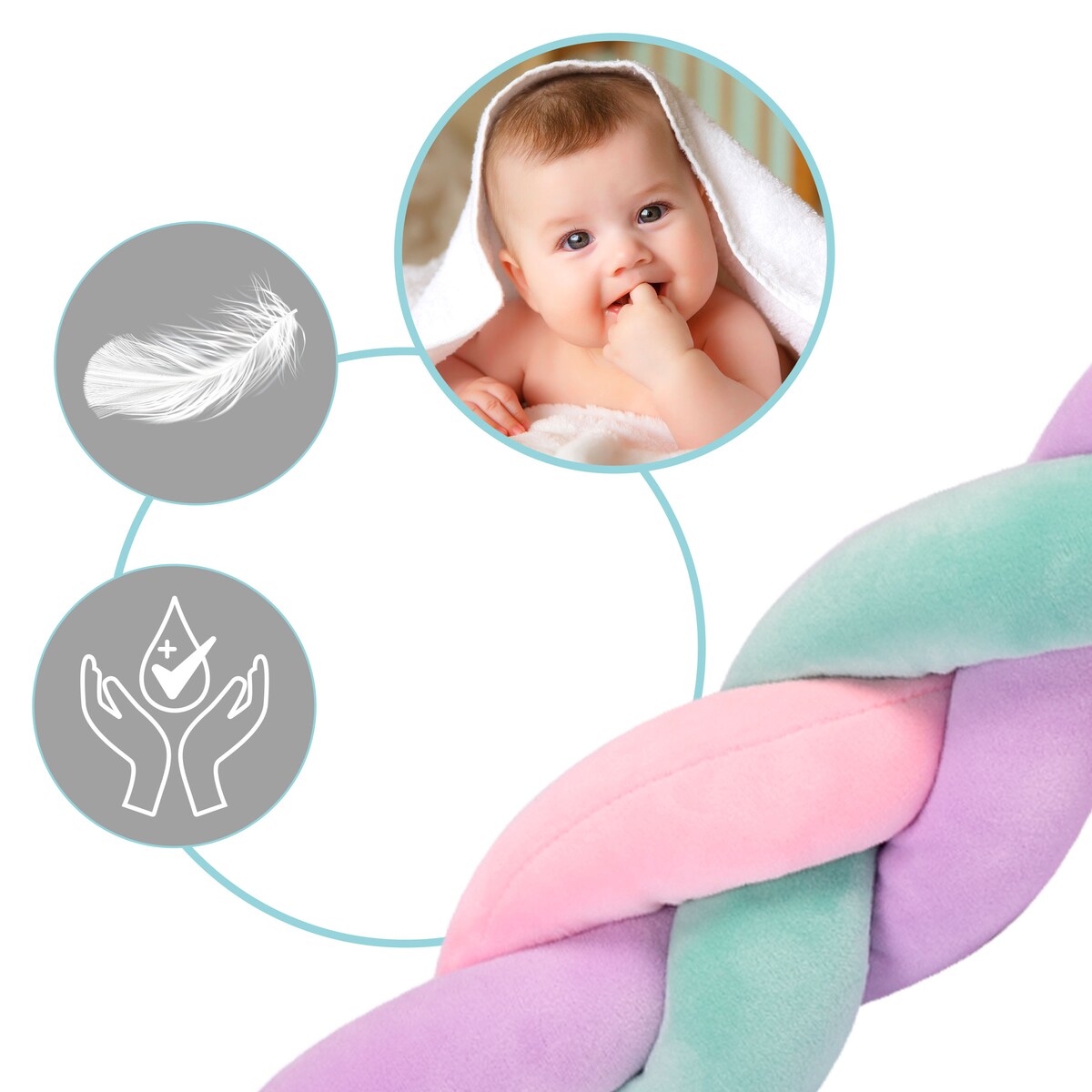 Ochraniacz do łóżeczka warkocz otulacz pleciony 3m Ricokids