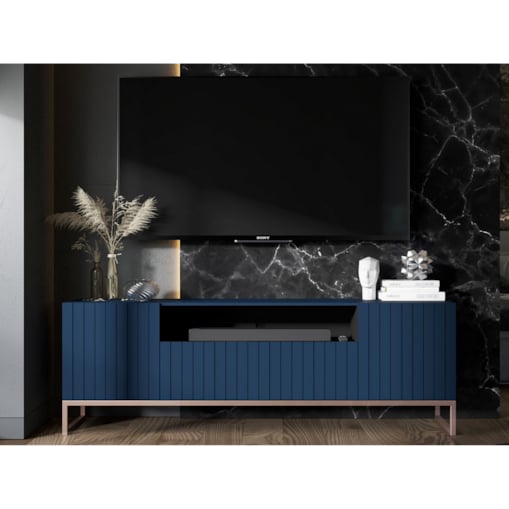 Nowoczesna Szafka RTV Glamour Komoda RTV Glamour Granatowy Mat 150 cm