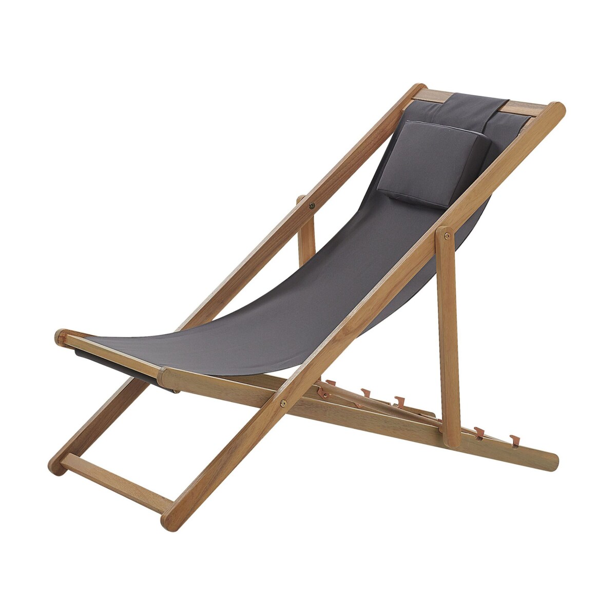 Leżak ogrodowy składany AVELLINO z zestawem wymiennych tkanin Drewno akacjowe Ciemnobrązowy