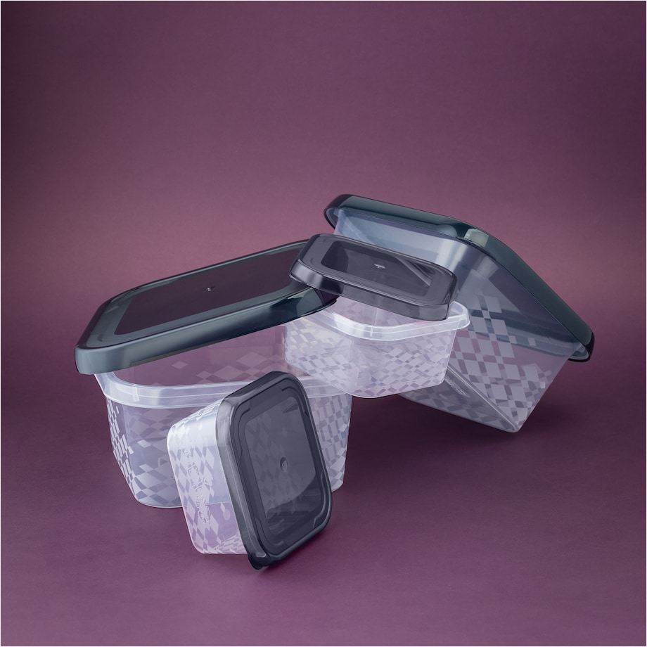 Zestaw Pojemników Plastikowych Do Żywności 3 Szt Pojemniki Antracyt