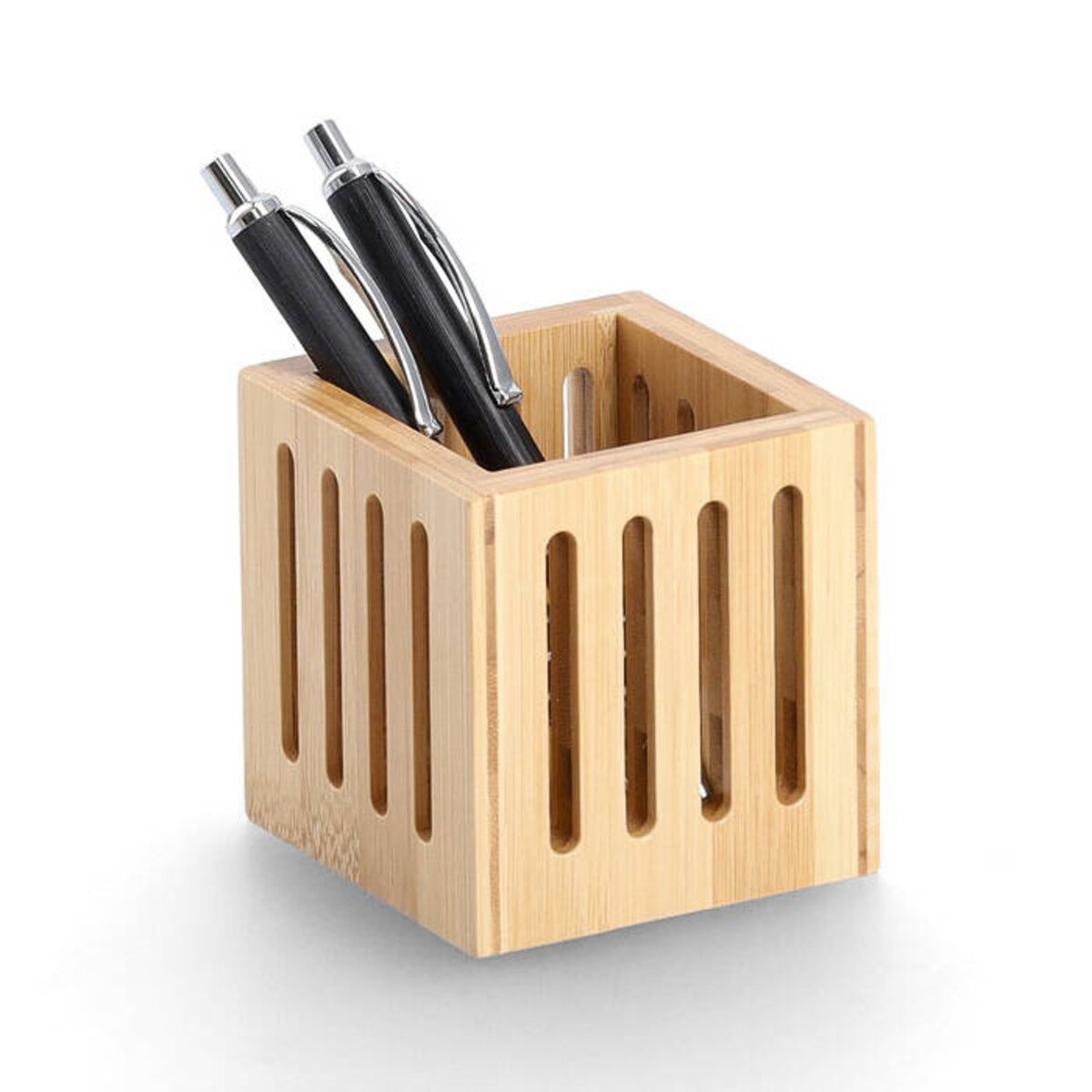 Bambusowy pojemnik na długopisy, 8 x 8 x 8 cm