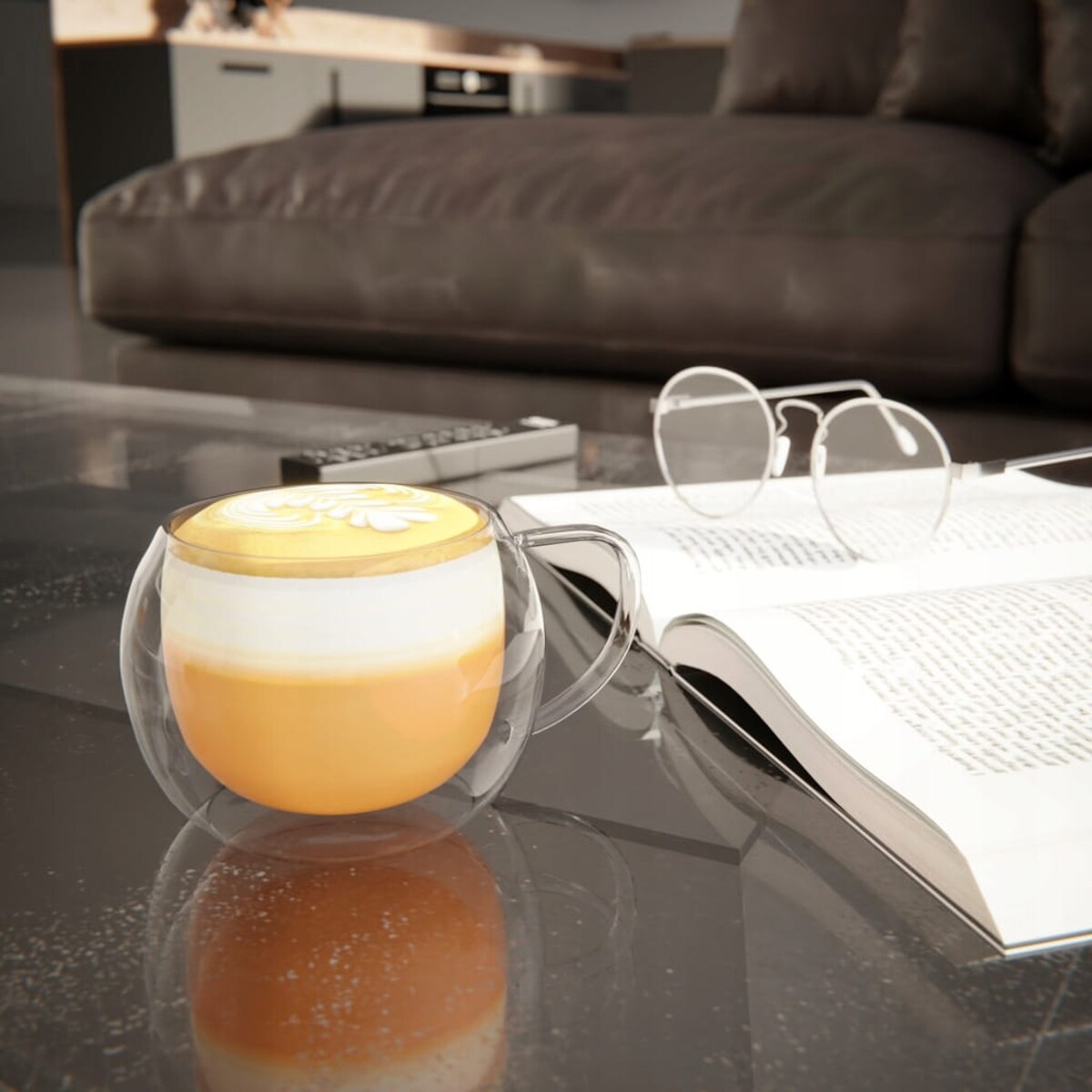 Szklanka termiczna Bergman podwójne dno do kawy z uchwytem 250ml