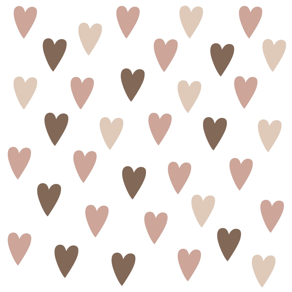 Naklejki Na Ścianę Dla Dzieci Beżowe Pastelowe SERDUSZKA Serca ZESTAW