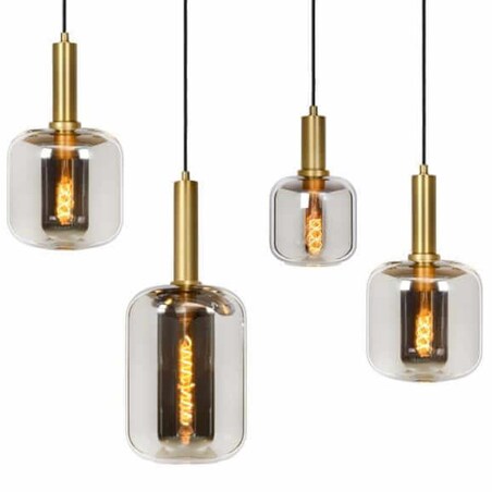 Loftowa LAMPA wisząca JOANET 45494/06/65 Lucide kulista OPRAWA szklany ZWIS na listwie industrialny przydymiony