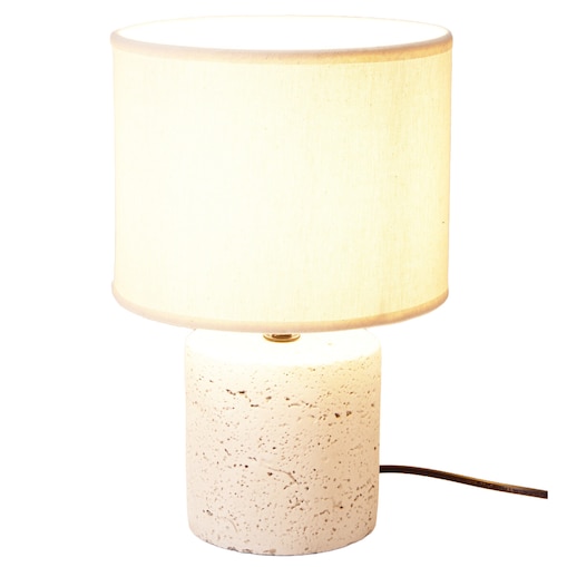 Lampa stołowa z podstawą cementową, abażur lniany, Ø 20,5 x 31 cm