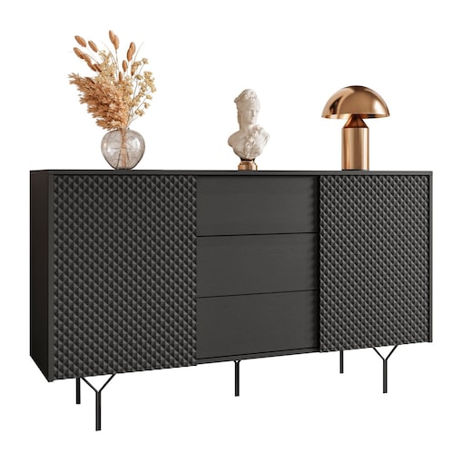 Komoda dwudrzwiowa RICHMOND 2D KSZ144 z szufladami, czarna