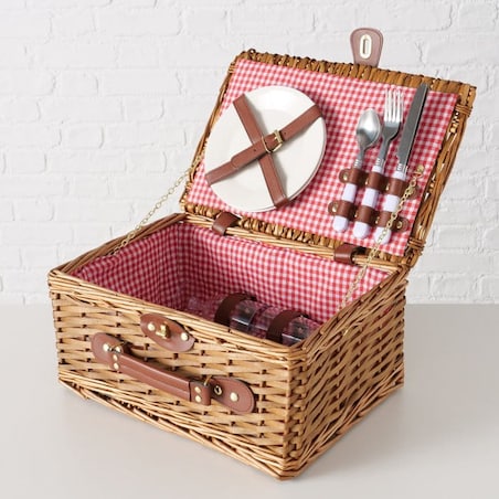 Kosz Piknikowy Koszyk Wiklinowy Termotorba sztućce Zastawa Zestaw Duży