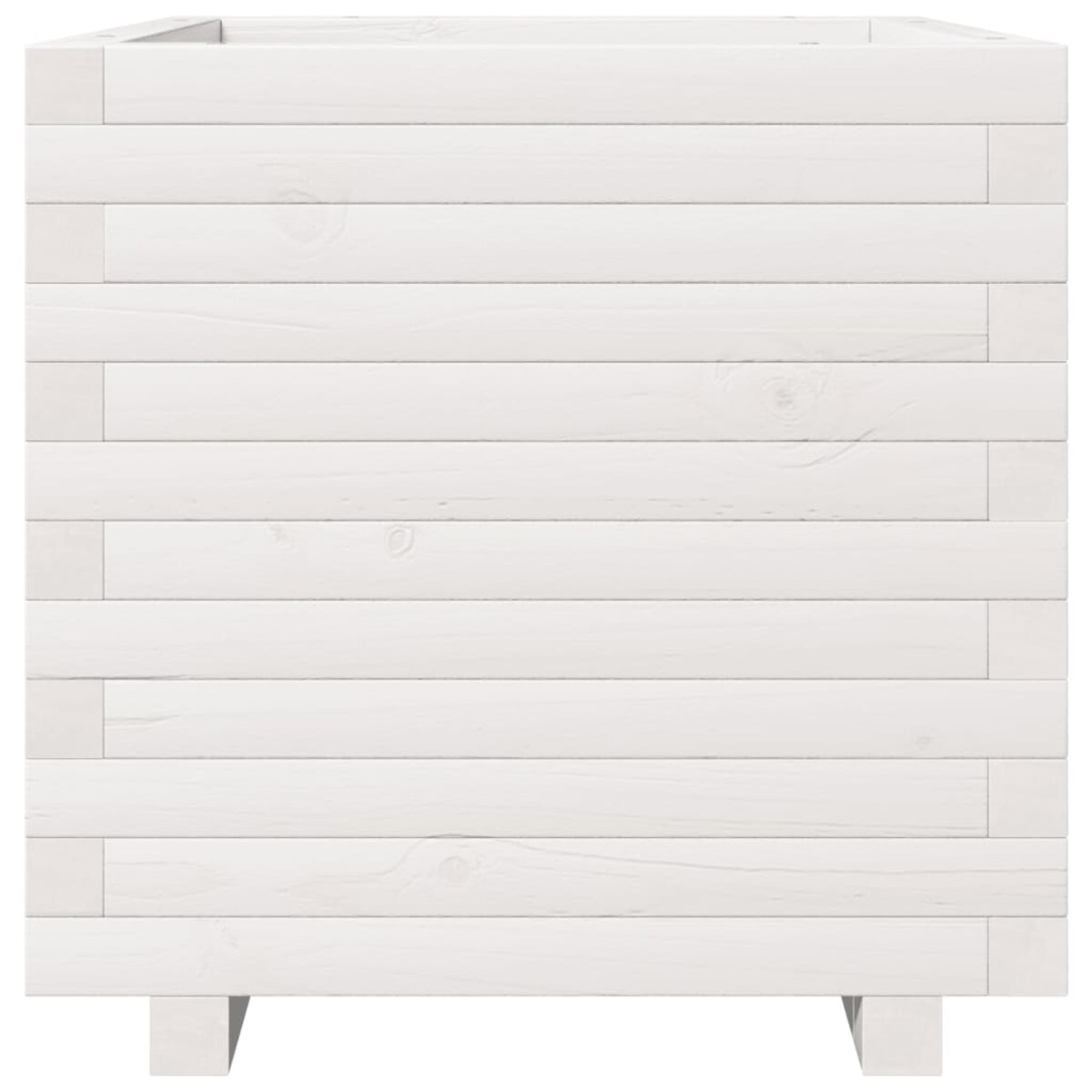 vidaXL Donica ogrodowa, biała, 50x50x49,5 cm, lite drewno sosnowe