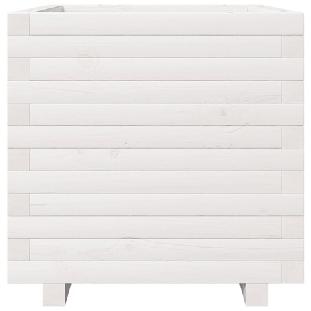 vidaXL Donica ogrodowa, biała, 50x50x49,5 cm, lite drewno sosnowe