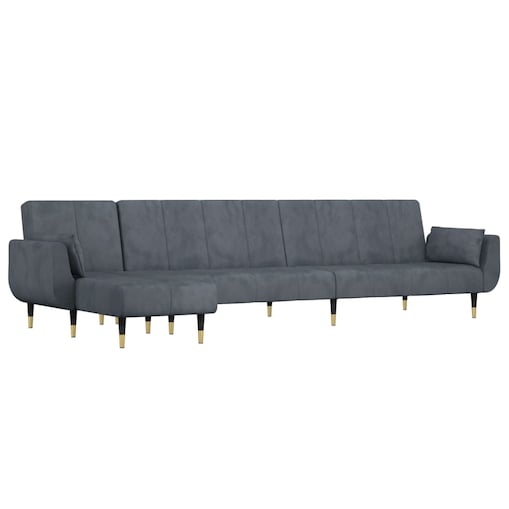 vidaXL Sofa rozkładana L, ciemnoszara, 275x140x70 cm, aksamit