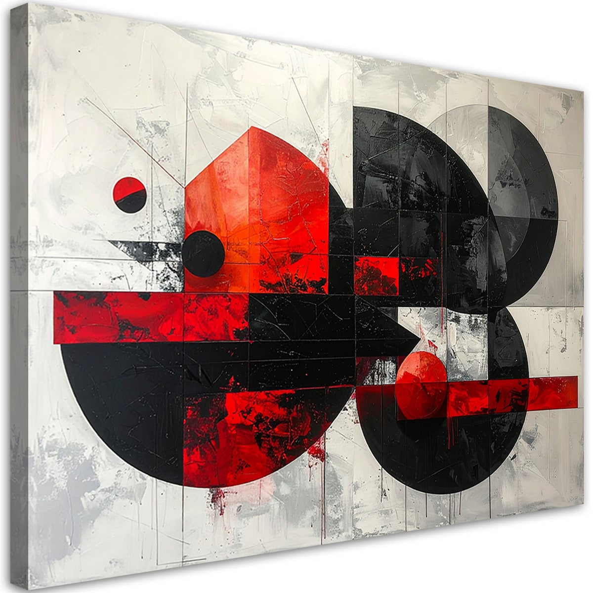 Obraz do salonu sypialni biura, Abstrakcyjne koła kształty czerwony czarny