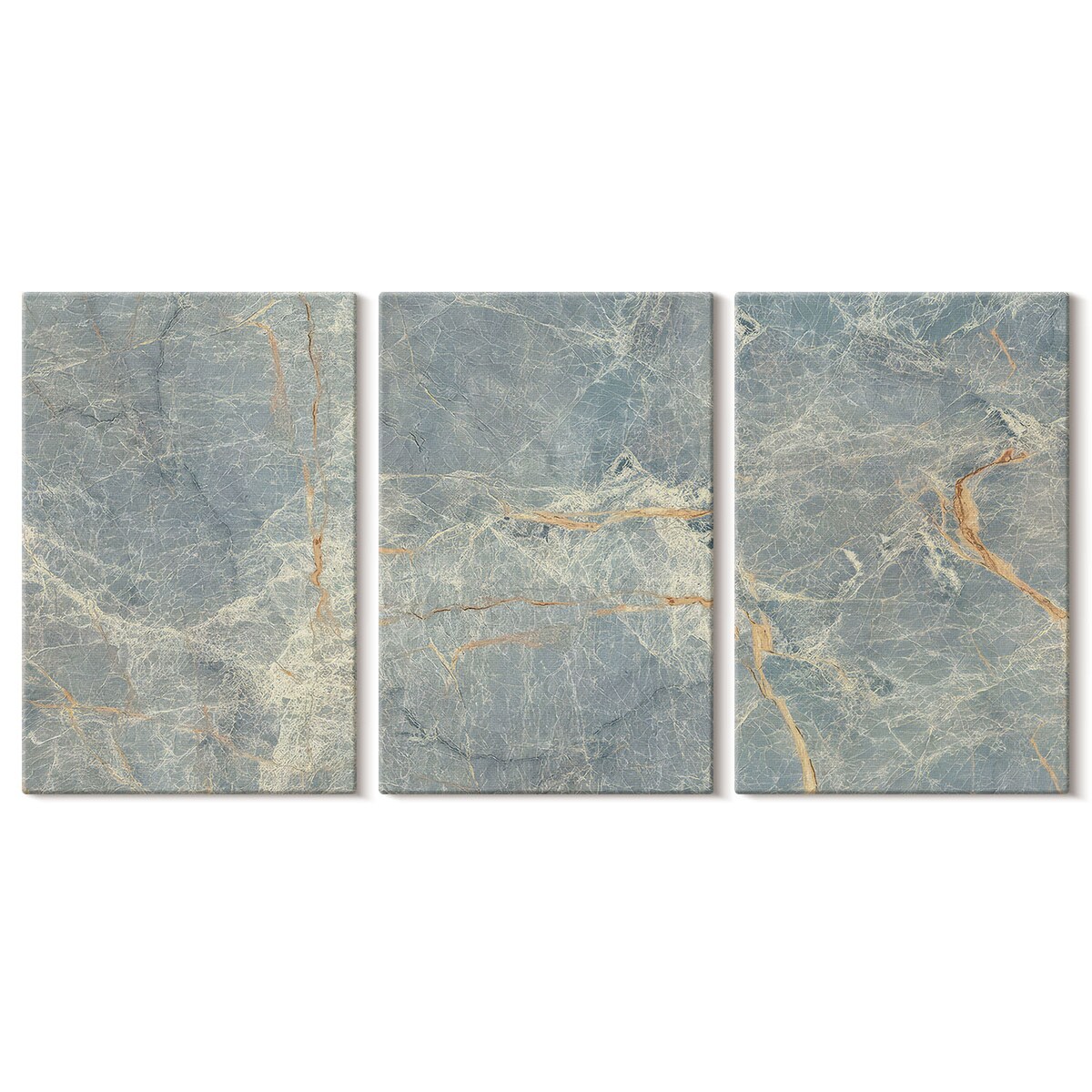 Zestaw 3 dużych obrazów na płótnie - Zielony marmur ozdobny kamień - zielony